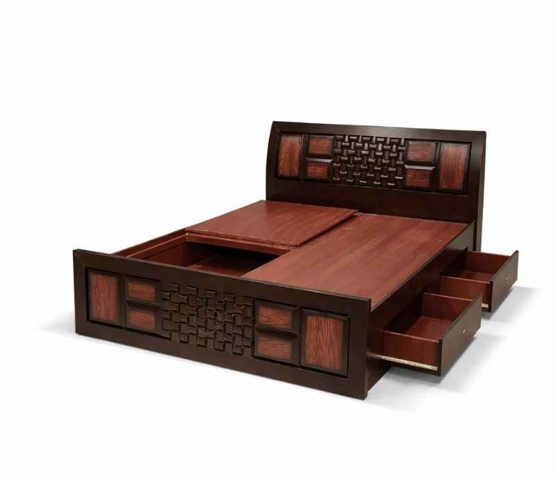 Image 12 for Malta Queen Sized Bed with Bed Box and Drawer Storage  (Block Board, Brown) (EC)(BSK)