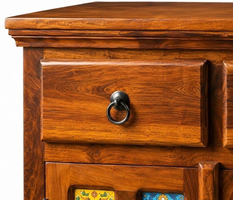 Image 6 for Tile 2-Door Sideboard Solid Sheesham Wood (Honey Finish) (SCV_PKU)