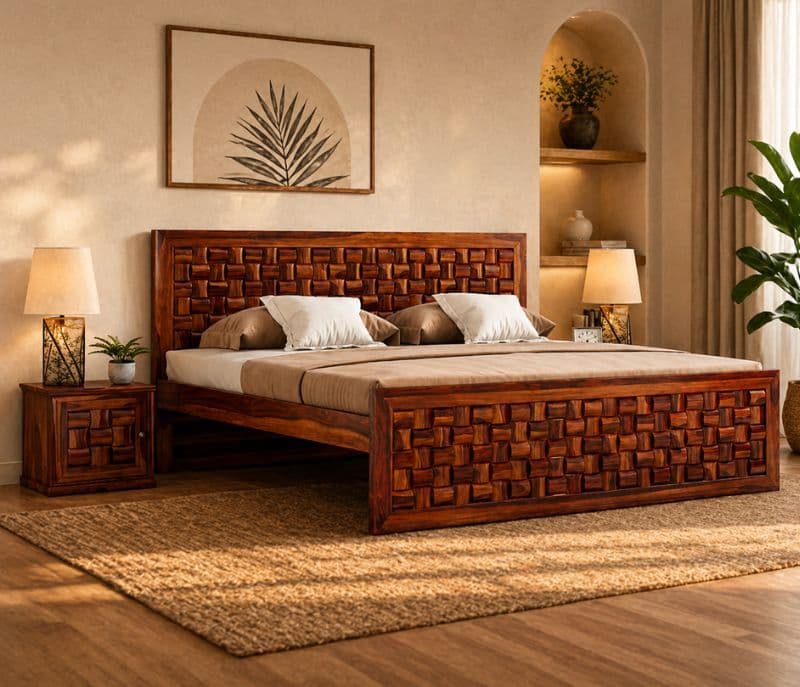Image 4 for Niwar Sheesham Cot Premium Solid Sheesham Wood Honey Finish (SCV _PKU)