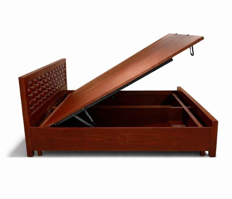 Image 12 for SK Chocolate King Size Bed With Hydraulic Storage (Block Board, Chocolate Brown) (BS-KORA)