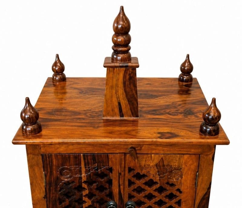 Image 5 for Ishasthan Pooja Mandir Solid Sheesham Wood (Honey Finish) (SCV_PKU)