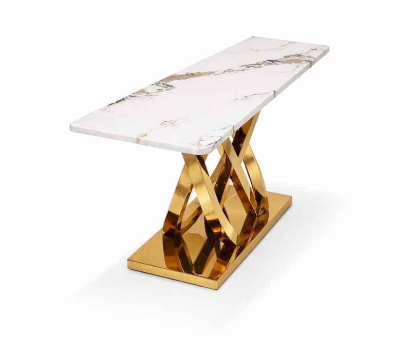 Image 3 for Console 50 Composite Marble Top With PVD Gold Metal Base (HYD)(CP)