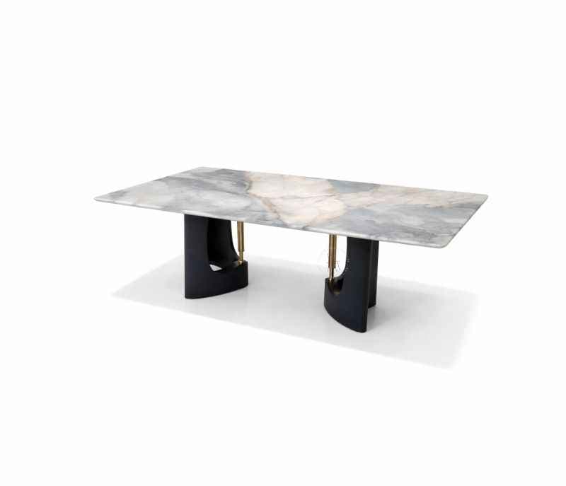 Image 11 for DT T67+C56+DINING CHAIR  ZL078 Marble Top Base With Ash Wood Metal Support 1+8 Seater