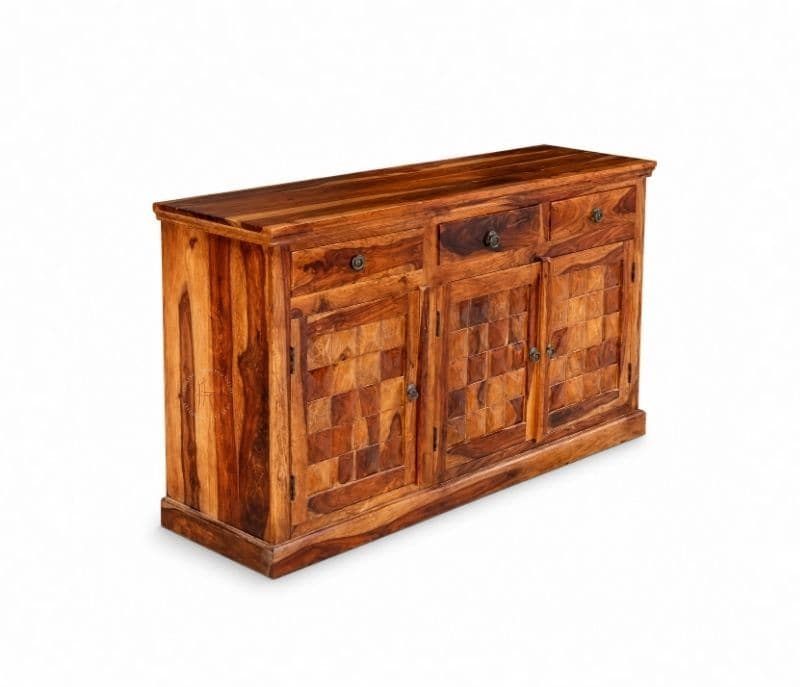 Image 5 for 3 Door Diamond Side Board Solid Sheesham Wood (SCV_PKU)
