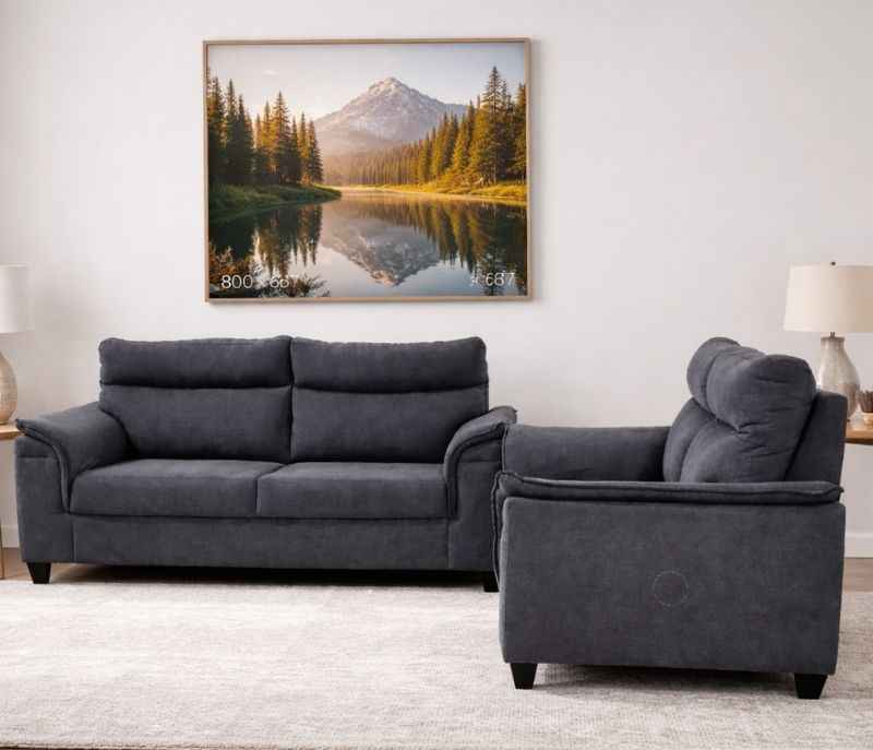 Fascino 3+2 Sofa (Swede Velvet, Grey) (WH OTD)