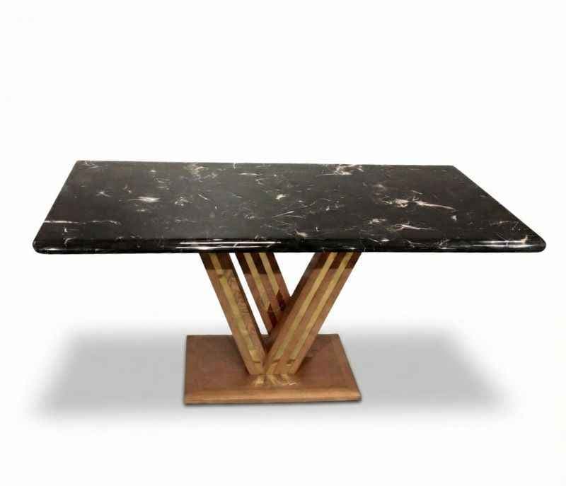 Image 11 for DT V/DC31/ PATA 1+6 Seater Chair Marble Top-Art Leather With Ash Wood PVDRMR (BS-CP)