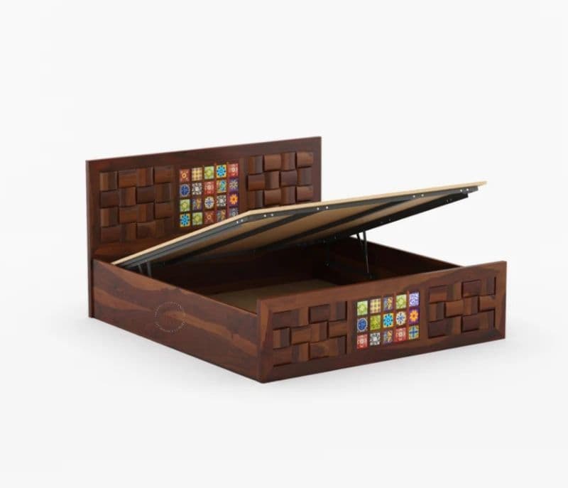 Image 6 for Tiles Sheesham Hydraulic Storage  Premium Solid Sheesham Wood Honey Finish (SCV _PKU)