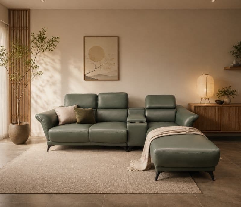 Leather Sofa 2+C+Lounger  2 Seater+ Console+Lounger Pure Body Touch Leather (HYD)