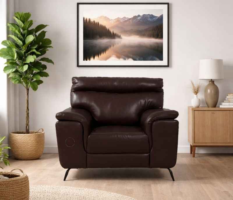 Leather Vette big brown sofa single seater (BSK)(WH OTD)