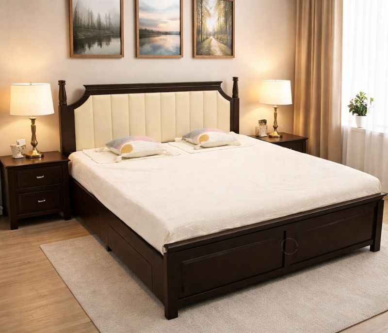 Pillar King With Storage (Block Board, Dark Brown) (OTD) (EC) (SK Nagar)