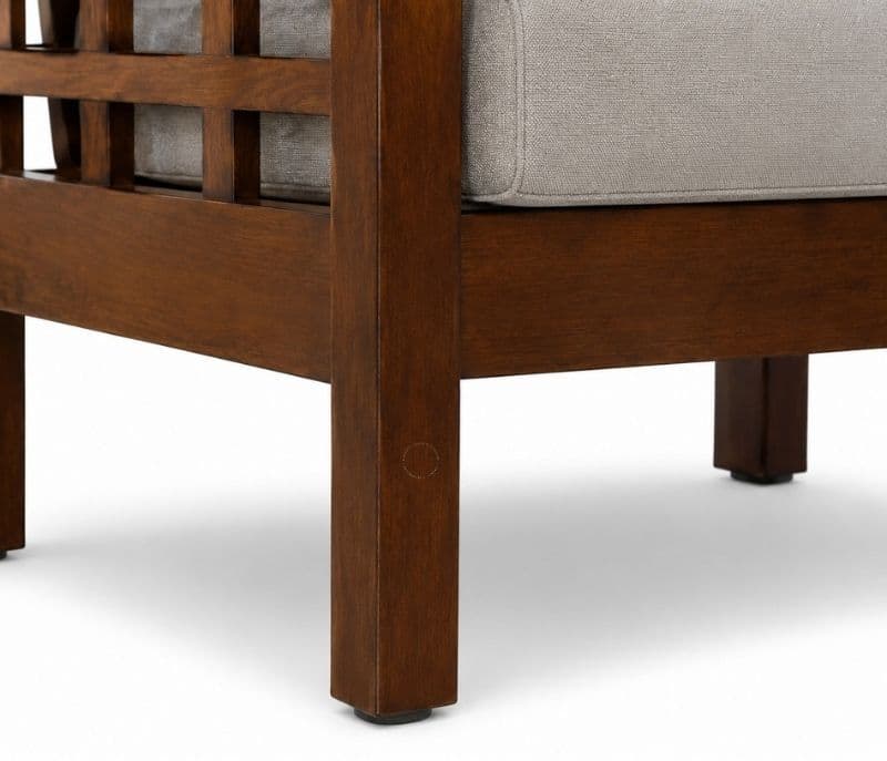 Image 8 for Checked Sofa 3+1+1 Seater Solid Rubber Wood (ZAM) (OWD)