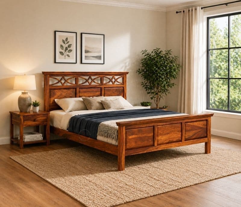 Martha Sheesham Cot Premium Solid Sheesham Wood Honey Finish (SCV _PKU)