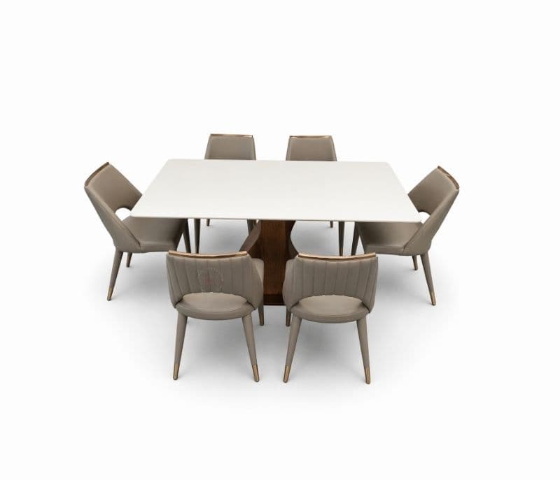 Image 5 for DT 803 Onyex+DC 1058 Grey  1+6 Onyex Marble Top With Ash Wood Base (HYD)(CP)