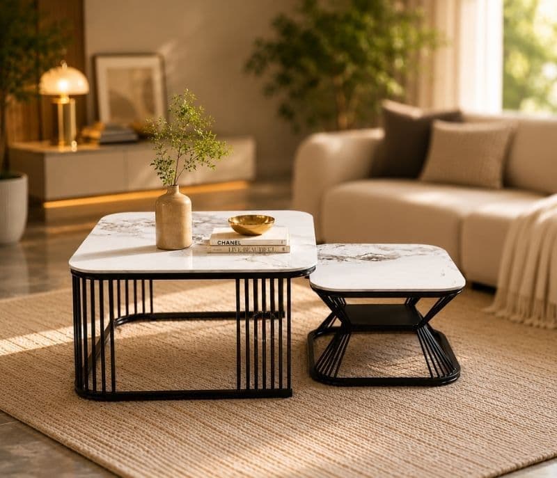 Centre Table  40981 C14 (1+1) Ms With Ceramic Top (BSK)(KORA)