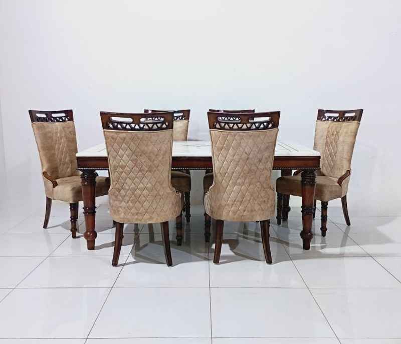 Image 2 for Double-Handle-1+6 Dining Set Marble Top (BTM OTD)