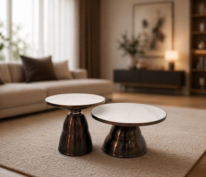 Centre Table 1 With Ceramic Top And Metal Base (HYD)