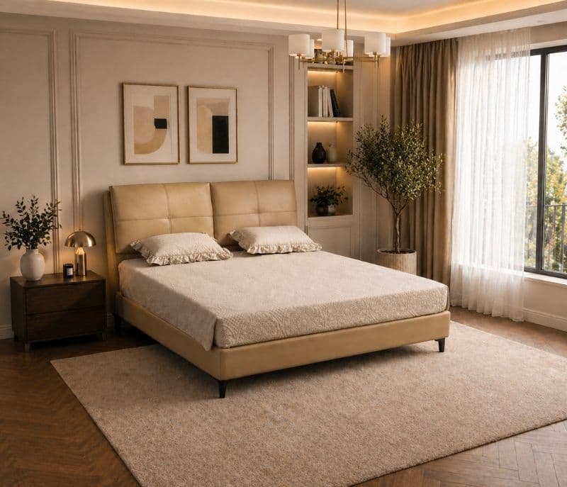 266 King Size Bed Without Storage Leather Upholstered Bed And Pine Wood Frame (HYD)