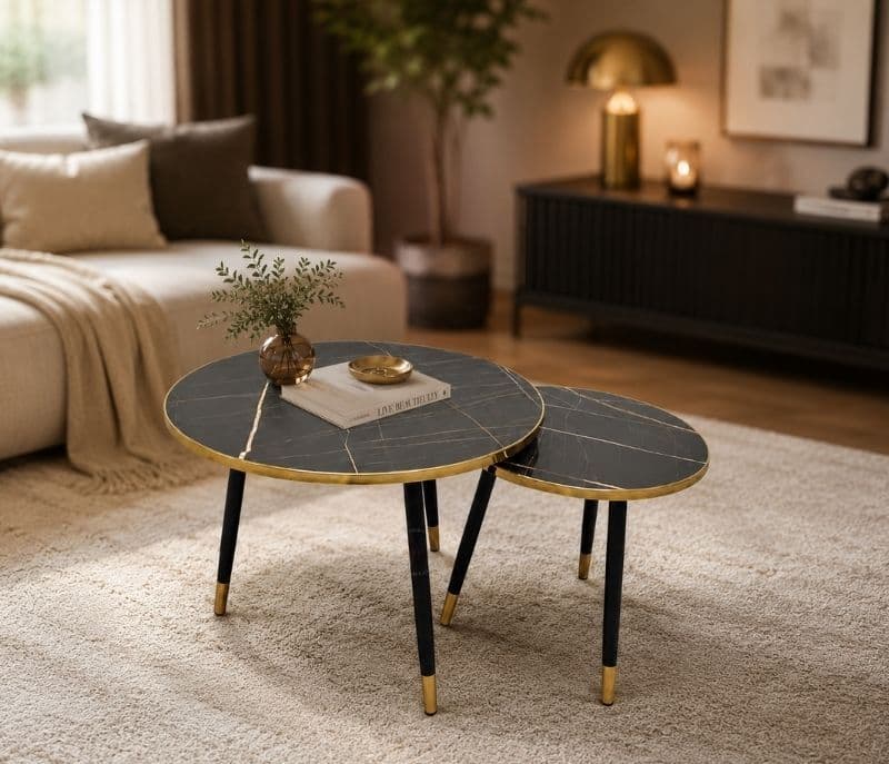 835 Block Center Table Marble Top (EC)