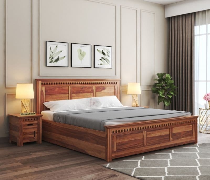 Image 3 for Adolph Sheesham Hydraulic Storage  Premium Solid Sheesham Wood Honey Finish (SCV _PKU)