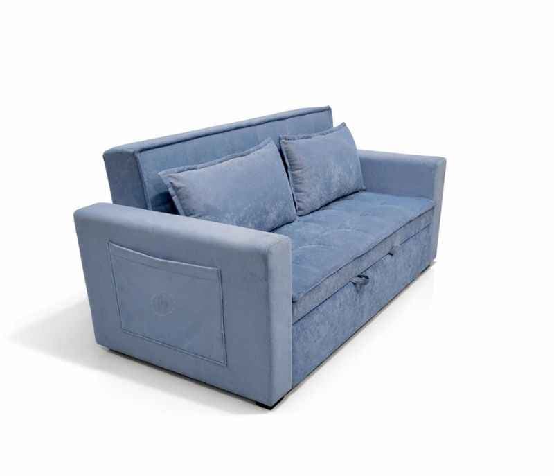 Image 2 for Anke Sofa Cum Bed 3 Seater Suede Fabric (Grey)(EC)(HYD)(BS-BTM)(SKN)