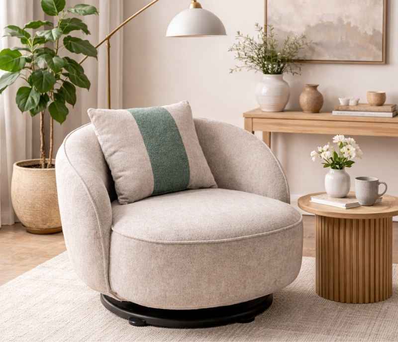 Sofa Sierra 3+1+1 Solid Miranda Wood With Suede Fabric Upholster (HYD)