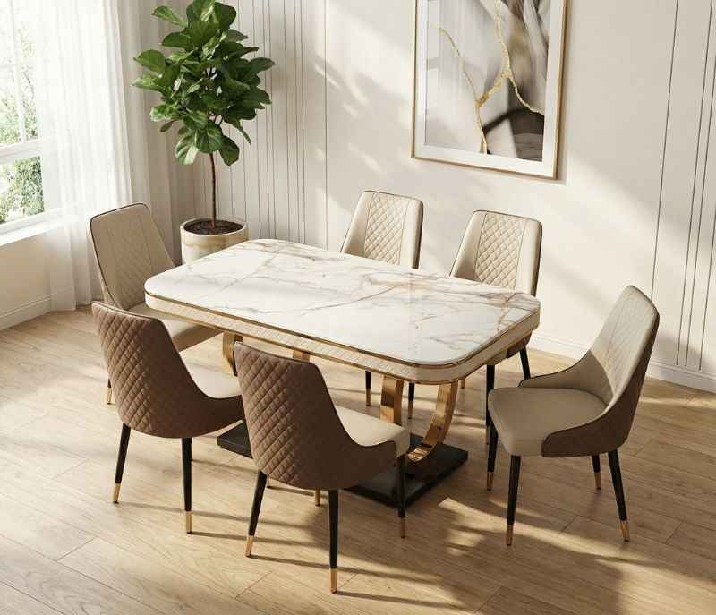 C-143/SY8994/Y10 Metal Base With Marble Top 1+6 (BSK)(BTM)