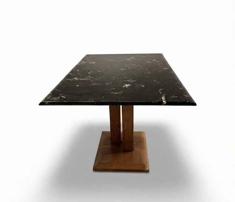 Image 10 for DT V/DC31/ PATA 1+6 Seater Chair Marble Top-Art Leather With Ash Wood PVDRMR (BS-CP)