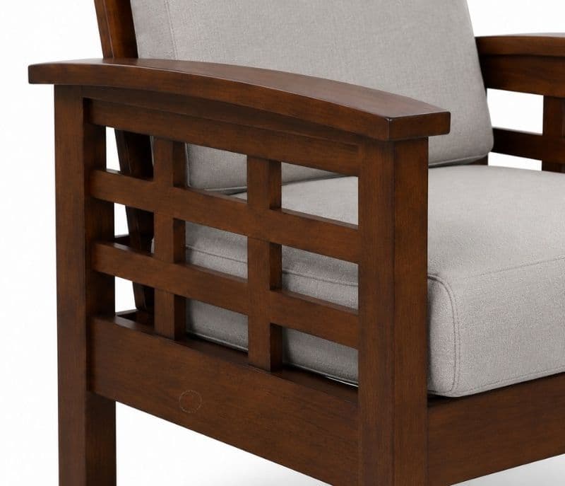 Image 7 for Checked Sofa 3+1+1 Seater Solid Rubber Wood (ZAM) (OWD)