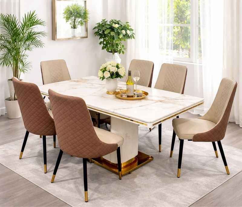 C604 sy8800+y10 Marble Top 1+6 Seater (BTM OTD)