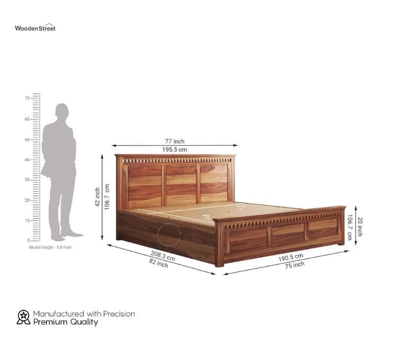 Image 11 for Adolph Sheesham Hydraulic Storage  Premium Solid Sheesham Wood Honey Finish (SCV _PKU)
