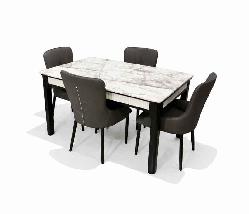 Image 3 for 30807 Artificial Leather Base Rubber Wood 1+4 Seater