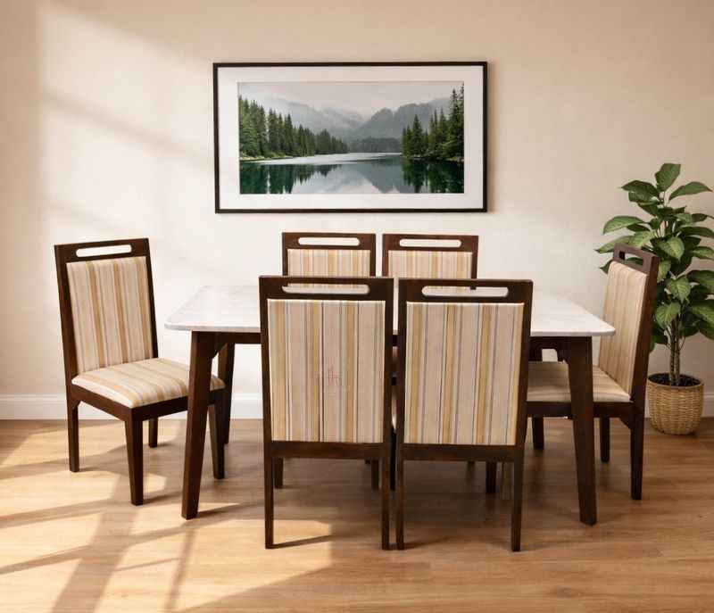 Rexa 6 Seater Dining Set Sheesham Wood Marble Top (EC OTD)
