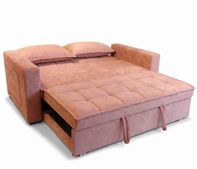 Image 7 for Anke Sofa Cum Bed 3 Seater Suede Fabric (Rust)