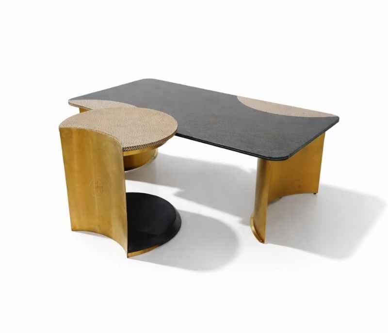 Image 2 for A54-1+1-CT Center Table With Marble Top And Metal Base (WH OTD)