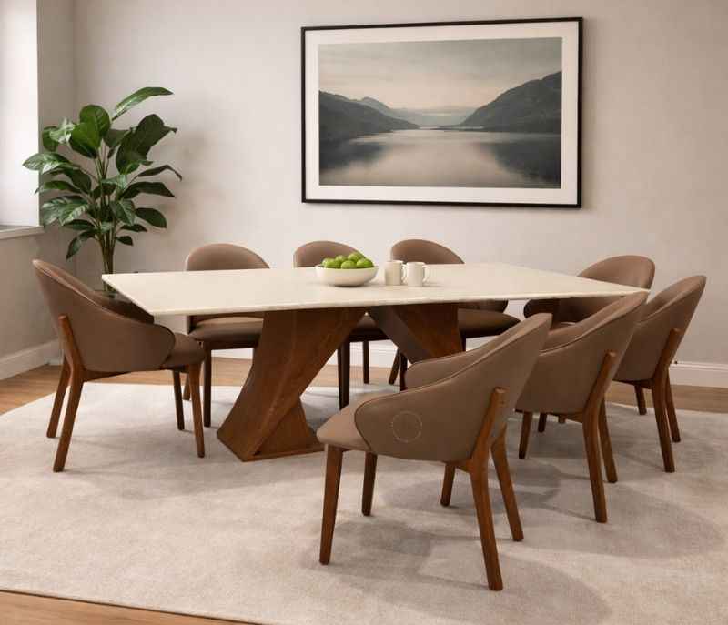 829/329  Imported Oak wood and Marble Set 1+8 BS-(CP)