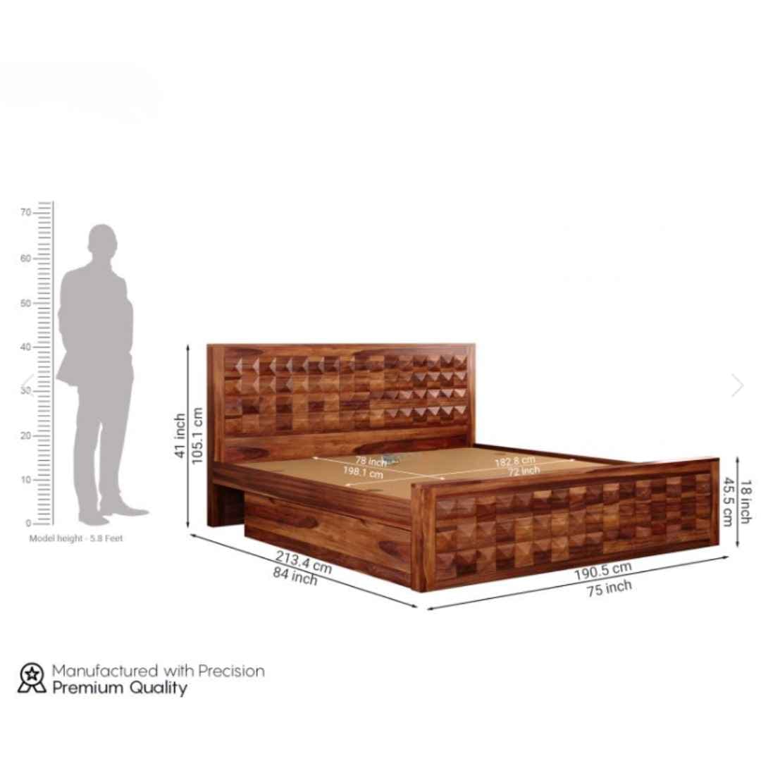 Image 8 for Diamond Sheesham Wood Bed (Honey Finish)