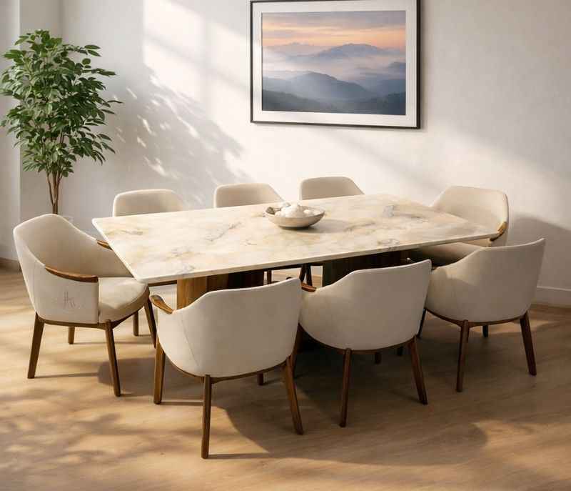 2301/9622_2/6858 Marble Top And Ash Wood Base 1+8  (HYD)