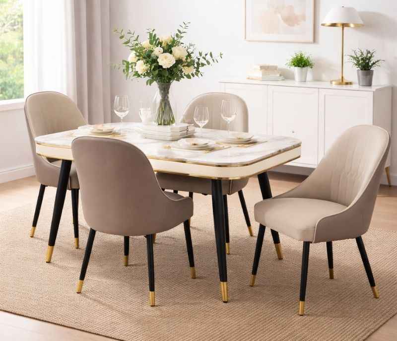 C140 SY 60 Y03 Artificial Marble Top 1+4 Seater (BTM)