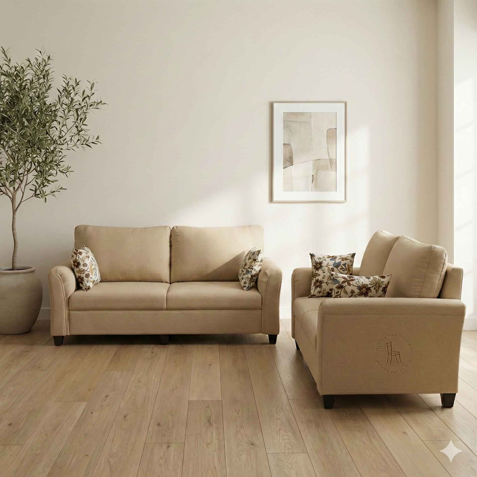 Aldo Royale 3+2 Sofa Set (Fabric, Irish Cream) (KORA)(WF)