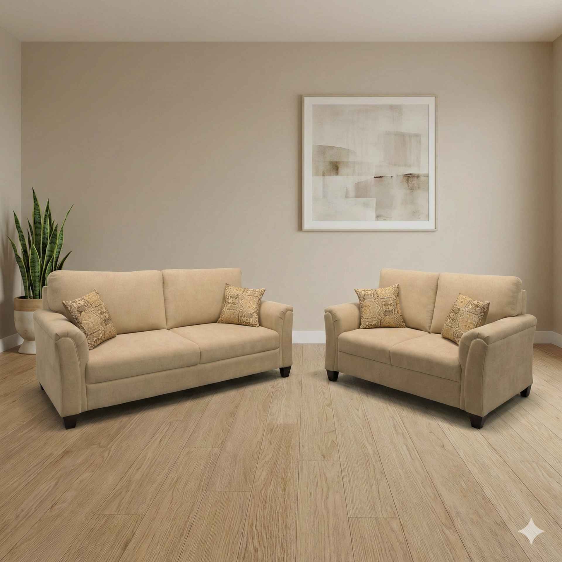 Aldo Royale 3+2 Sofa Set (Fabric, Irish Cream) (BTM OTD)