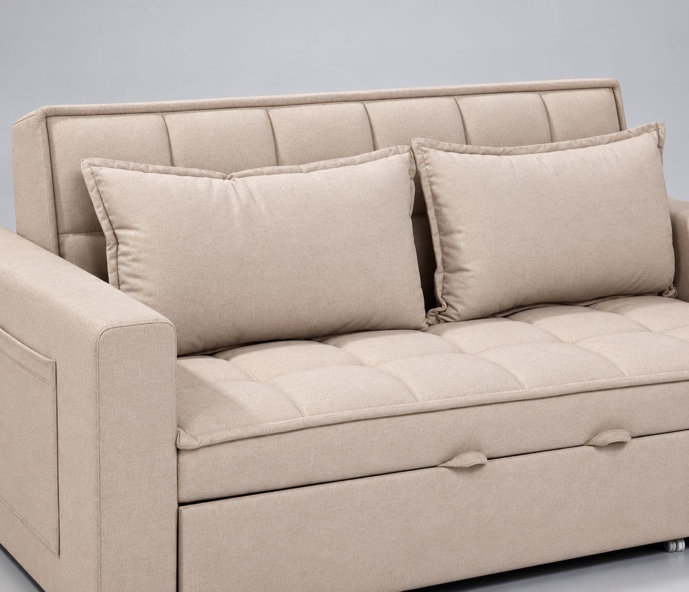 Image 8 for Anke 3 Seater SCB Convertible Sofa Cum Bed Tufted Cushioned Surface Quilted Sleeping Surface Designed For Additional Comfort Convenient pull-out design for easy conversion (WH)