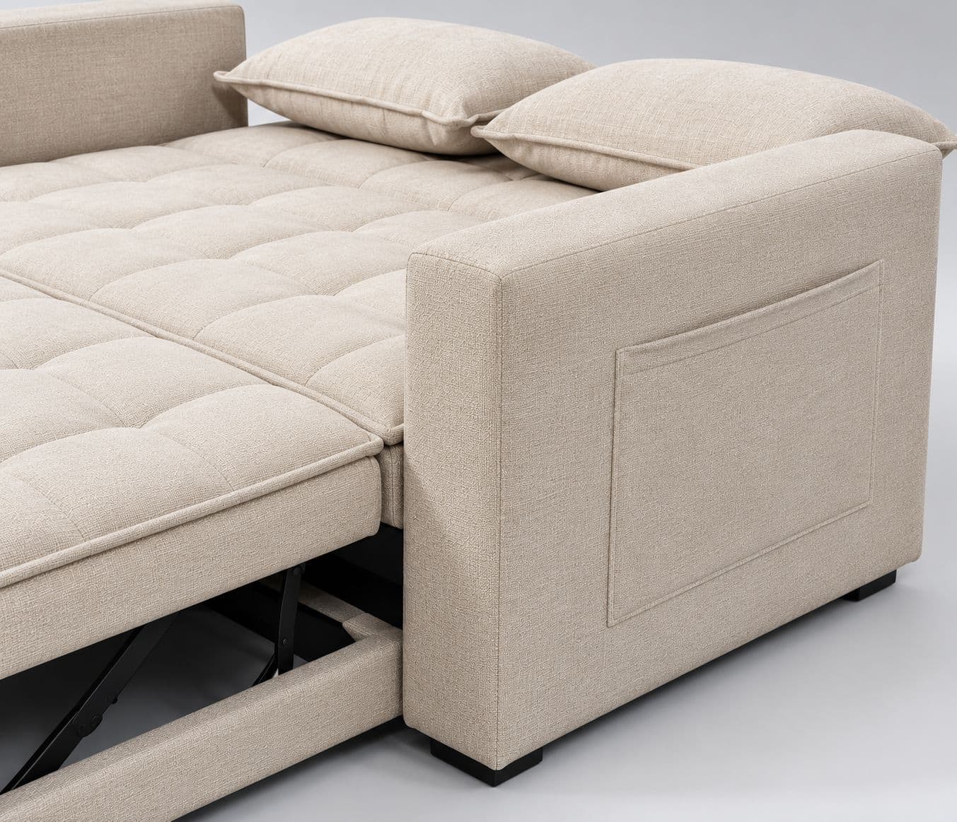 Image 3 for Anke 3 Seater SCB Convertible Sofa Cum Bed Tufted Cushioned Surface Quilted Sleeping Surface Designed For Additional Comfort Convenient pull-out design for easy conversion (WH)