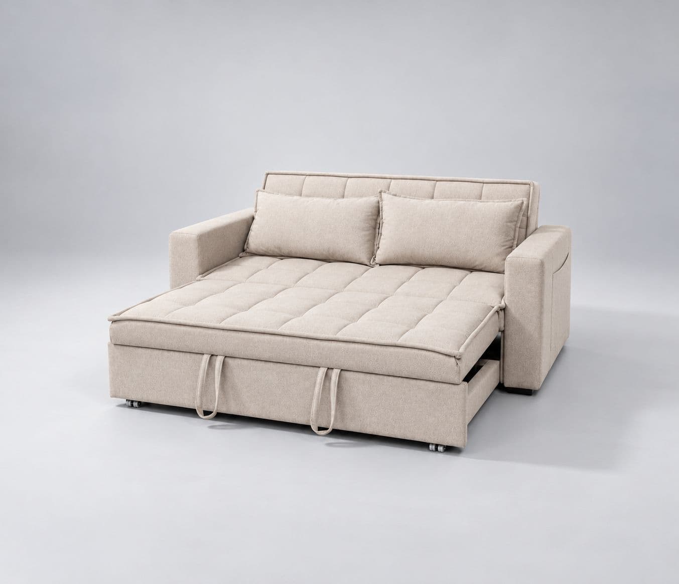 Image 6 for Anke 3 Seater SCB Convertible Sofa Cum Bed Tufted Cushioned Surface Quilted Sleeping Surface Designed For Additional Comfort Convenient pull-out design for easy conversion (WH)