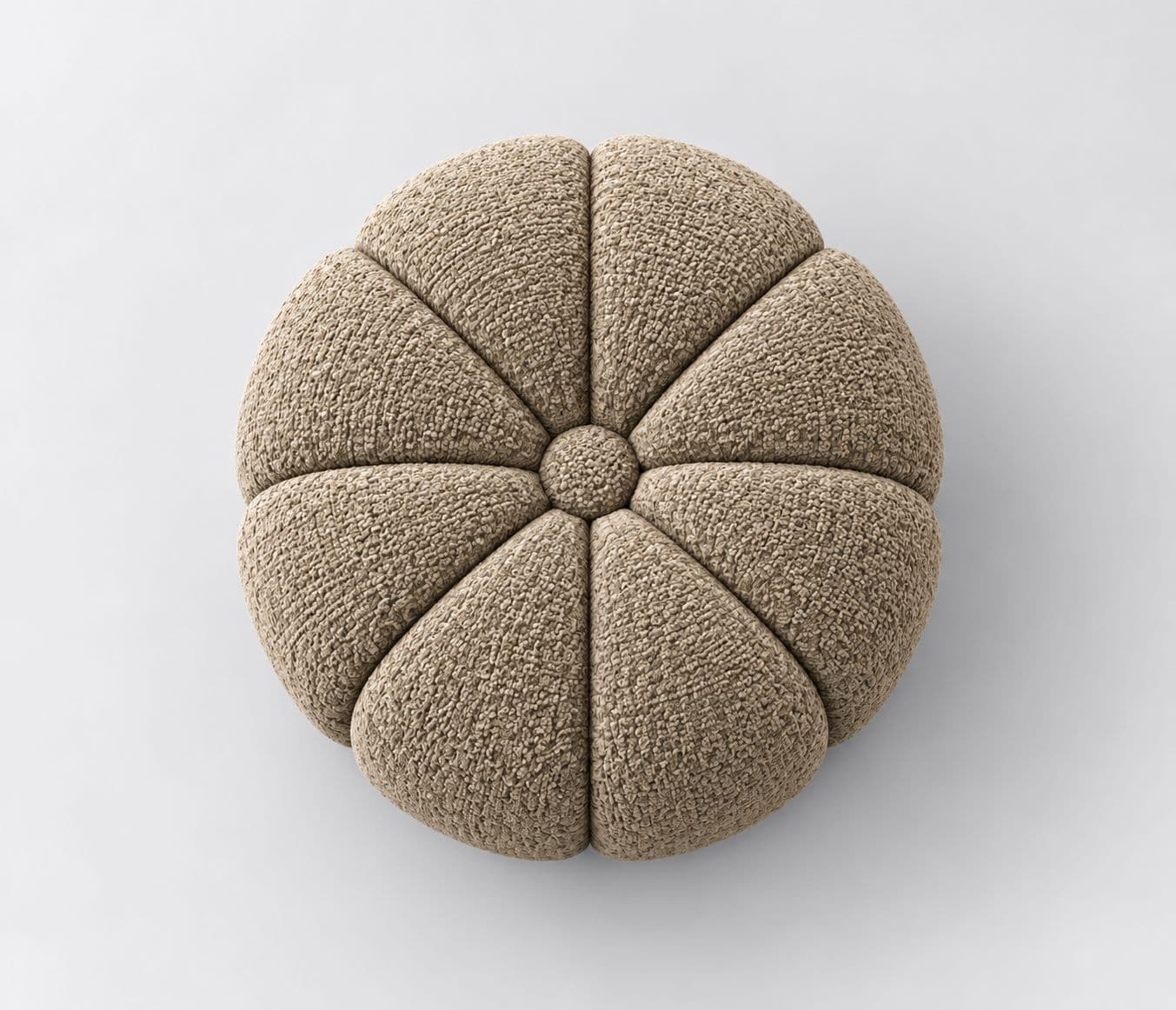 Image 6 for Bloom Pumpkin Boucle Ottoman Pouffe Combines Elegant Design Inspired By The Natural Shape Of A Pumpkin This Stylish Ottoman Features A Unique Rounded Silhouette With Deep Vertical Tufting