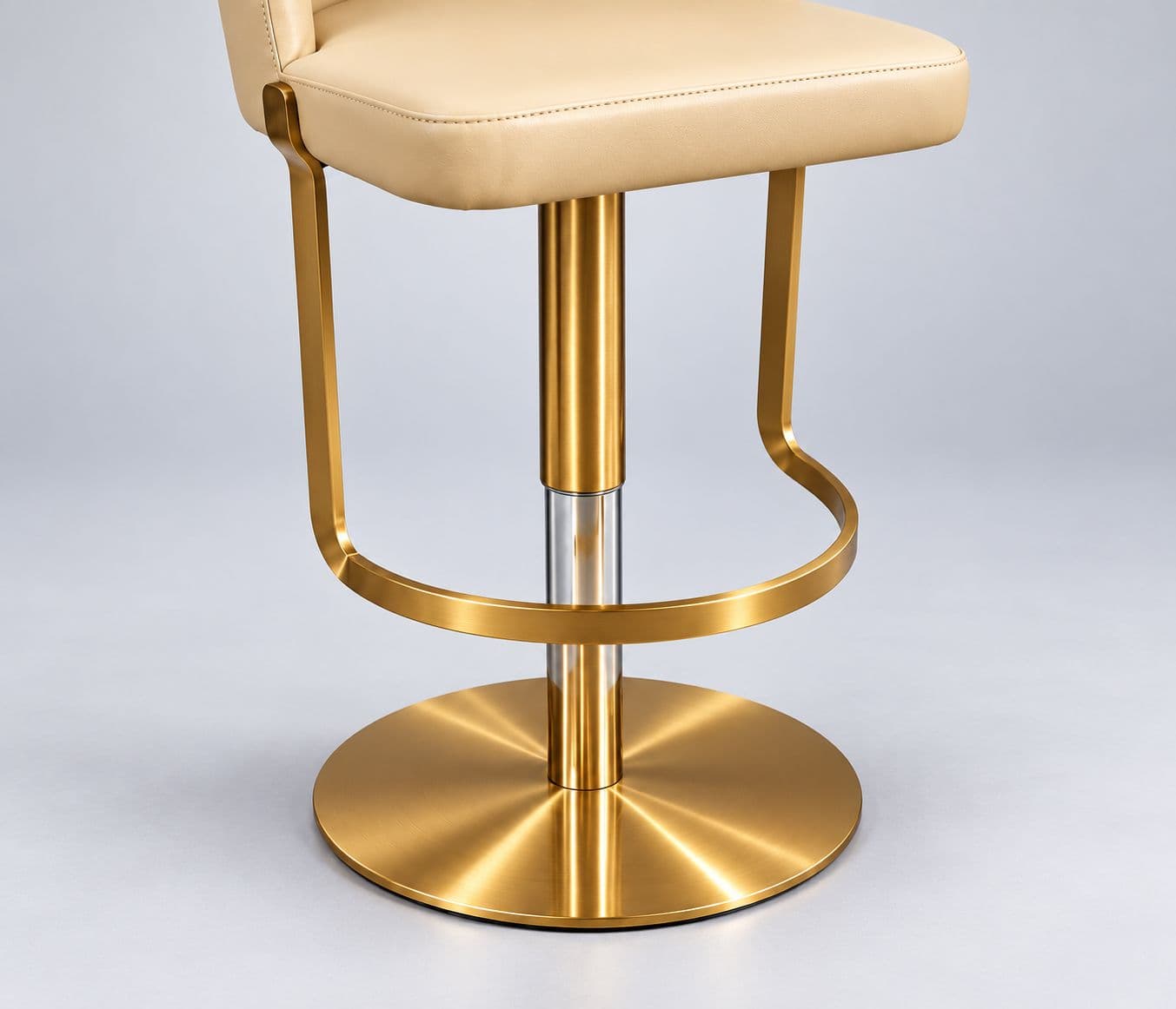 Image 7 for LG Bar Stool With Premium Beige Leatherette Curved Cushioned Backrest Metal Frame With Gold Finish (HYD OTD)