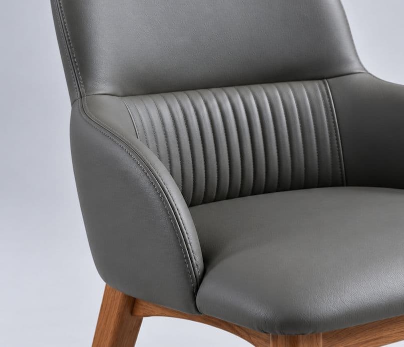 Image 10 for Dining Set 1+6 Seater 182-136  Chairs Leatherette With Rubber Wood Base Laminate With PVD (BWD)