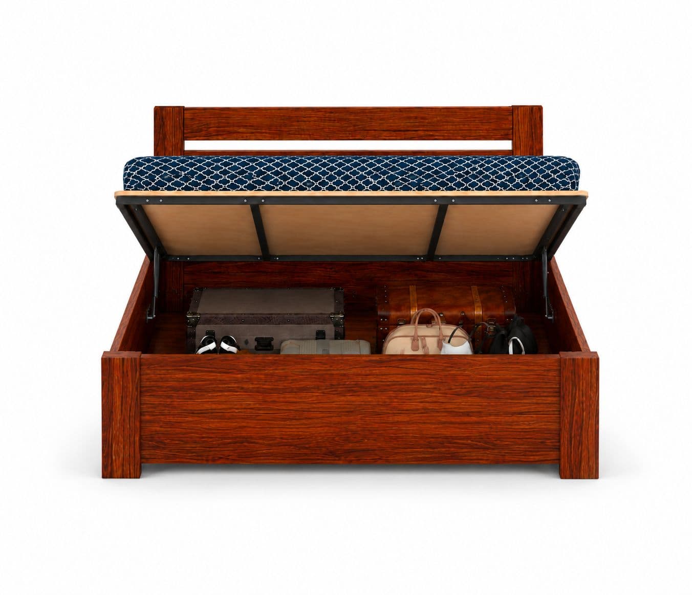 Image 4 for Linora King Size Solid Sheesham Wood Hydraulic Bed