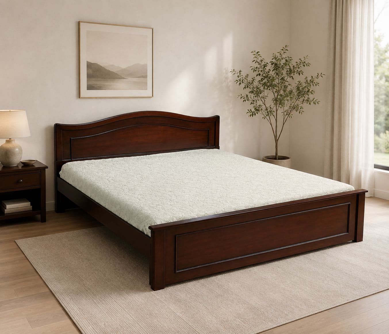 Mala King Sized Bed Without Storage (Block Board, Dark Brown) (HYD)