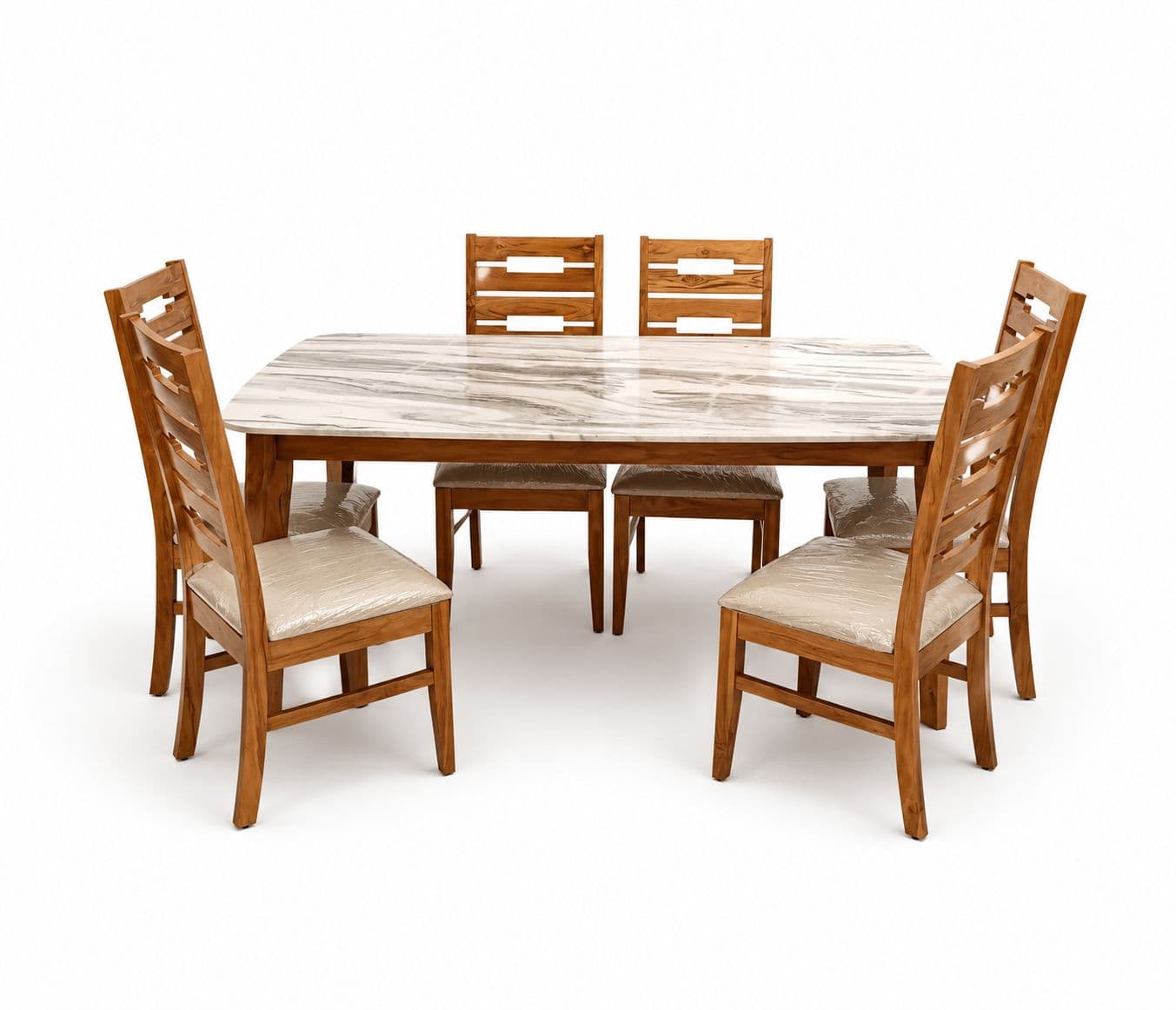 Image 5 for Imperium Elite 1+6 Dining Set Teakwood With Marble Top (BSK)(HYD)(EC)