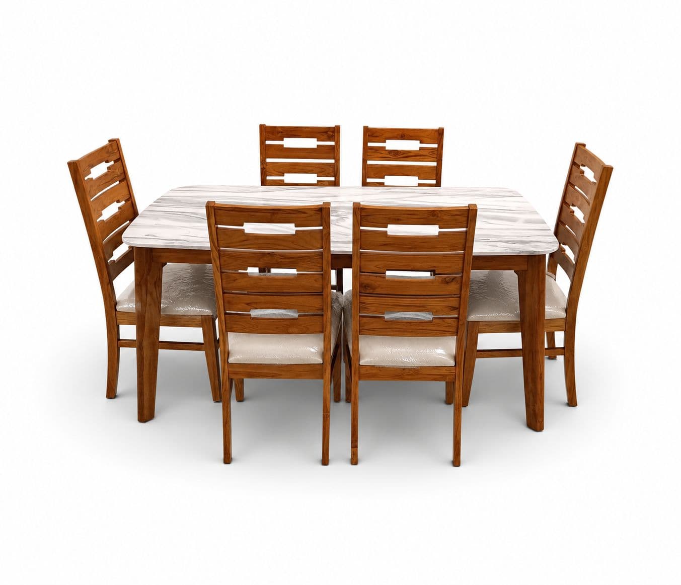 Image 4 for Imperium Elite 1+6 Dining Set Teakwood With Marble Top (BSK)(HYD)(EC)